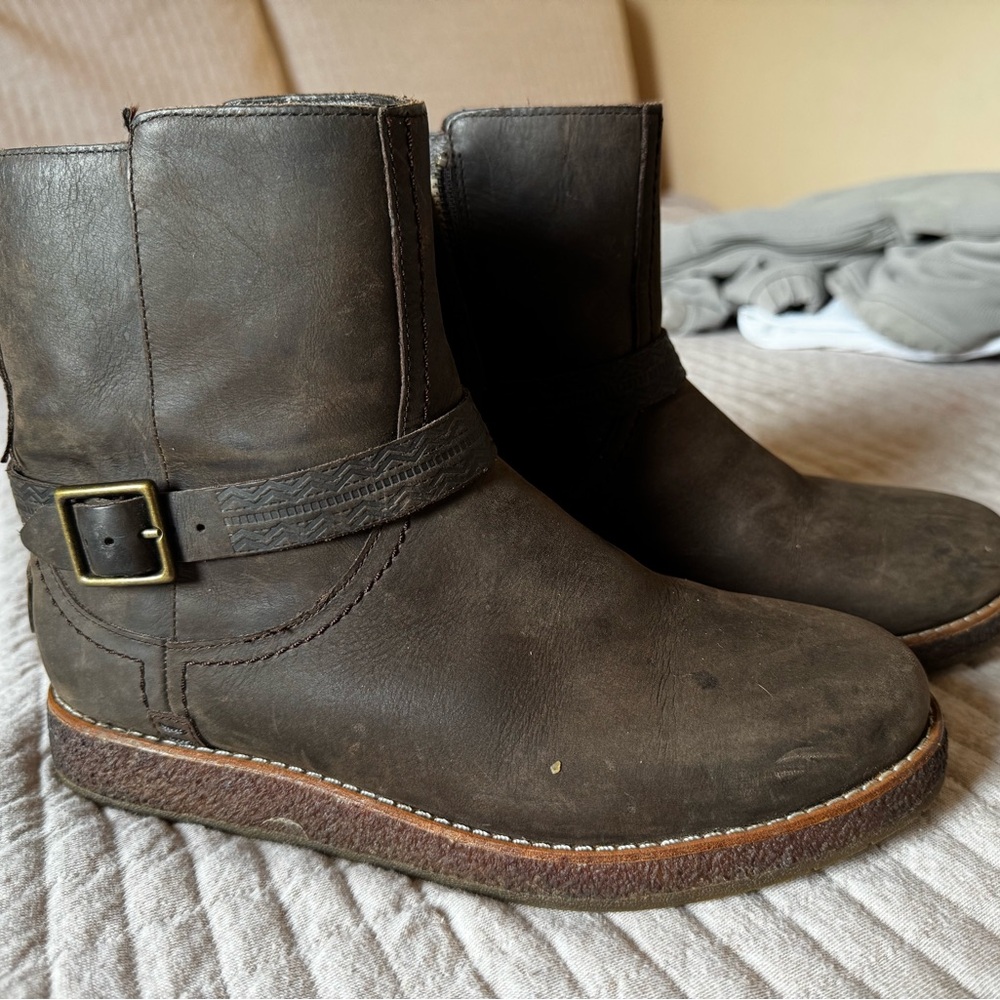 UGG Dark Brown Shearling Lined Boots